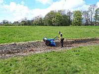 Rochdale Council Rangers rotavating the wetland swale in preparation for Wildflowers seeds to be sown. Purple Loos Strife and Meadow Sweet will line line either side of the swale